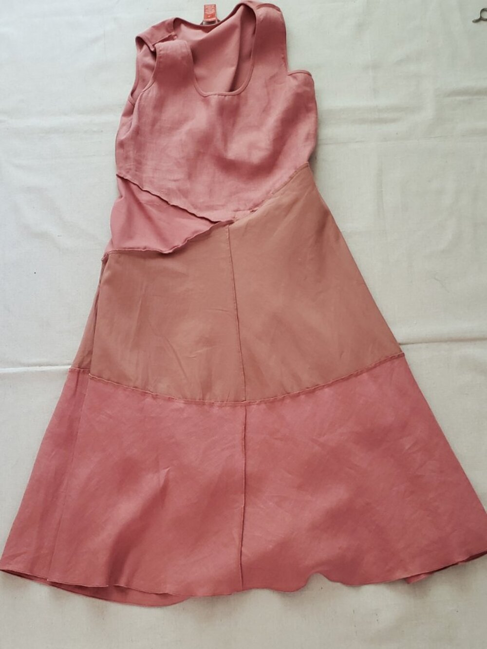 Sundance Women Sz S Dress 100% Linen Asymmetrical Layered Sleeveless Blush Pink - Picture 12 of 12